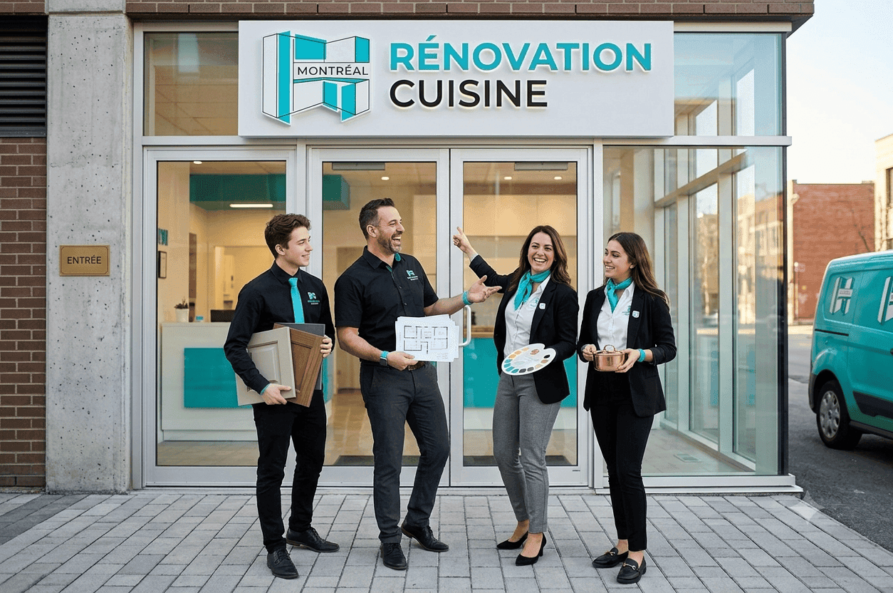 Équipe de Rénovation Cuisine Montréal sur un chantier